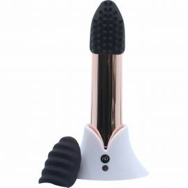 Point Plus - Vibrator Bullet cu Atasamente Texturate by Nu Sensuelle | Rose Gold 